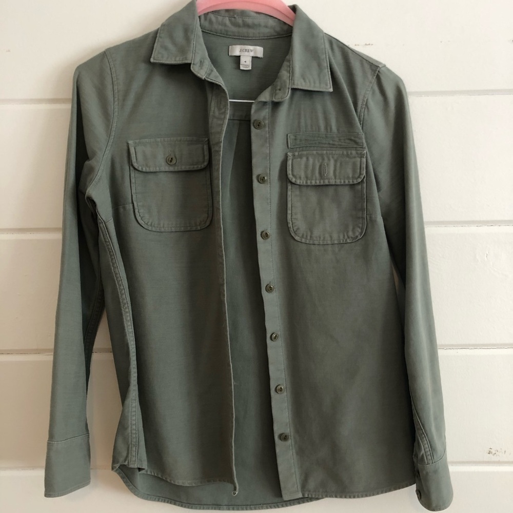 J. Crew Button Up Army Green Shirt
